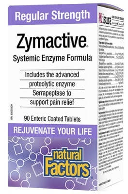 Zymactive systemic enzyme formula 90 tablets Natural Factors / Зимактив регулар стрент протеолитични ензими 90 таблетки Натурал Факторс
