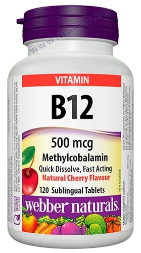 Vitamin B12 Methylcobalamin 500 mcg 120 sublingual tablets Webber ...