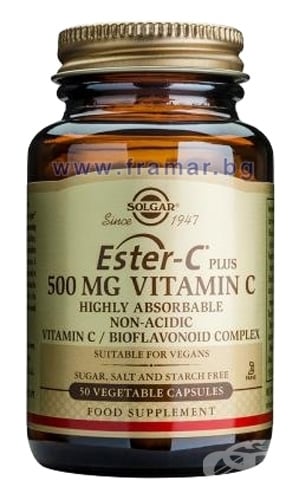Ester C Plus 500 mg Vitamin C 50 vegetable capsules Solgar / Естер Ц ...