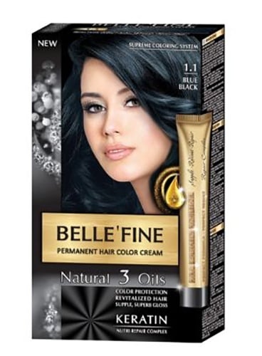 Belle'Fine hair color cream 1.1 blue black / Бел Файн боя за коса 1.1 ...